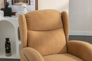 Sunvega Teddy Fabric Rocking Chair With Wood Legs For Living Room And Bedroom