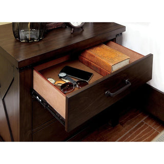 Sunvega Rustic Style Dark Walnut Finish Solid Wood Nightstand with 3 Drawers