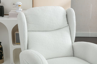 Sunvega Teddy Fabric Rocking Chair With Wood Legs For Living Room And Bedroom