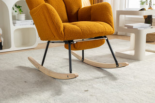 Sunvega Teddy Fabric Rocking Chair with Adjustable Footrest for Living Room