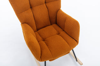 Sunvega Teddy Fabric Rocking Chair with Adjustable Footrest for Living Room