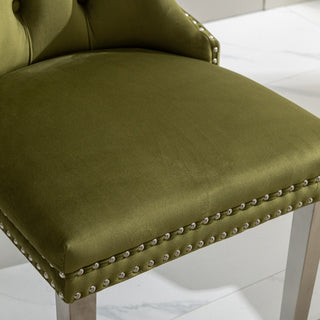 Sunvega Modern High-end Tufted Velvet Upholstered Dining Chair with Chrome Legs and Nailhead Trim