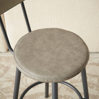 Sunvega Industrial Long Bar Table Set with 3 PU Upholstered Stools for Kitchen