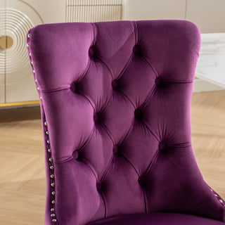 Sunvega Modern High-end Tufted Velvet Upholstered Dining Chair with Chrome Legs and Nailhead Trim
