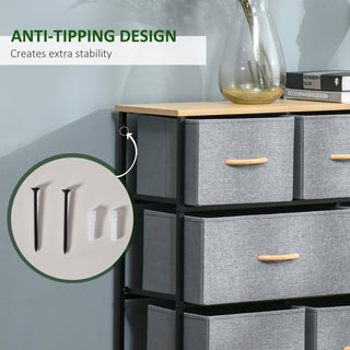 Sunvega Foldable 8-Drawer Fabric Dresser with Steel Frame and Wood Top for Bedroom