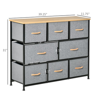 Sunvega Foldable 8-Drawer Fabric Dresser with Steel Frame and Wood Top for Bedroom