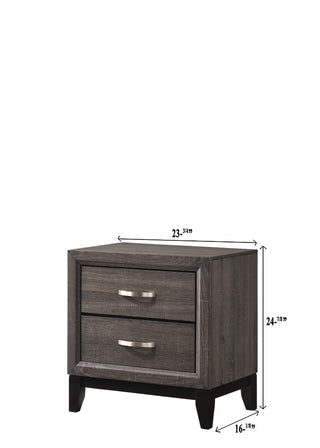Sunvega Contemporary Simple Style Brown Gray Finish Nightstand with Two Storage Drawers