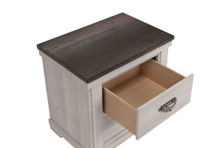 Sunvega Farmhouse Rustic Style Two Drawers Nightstand with Metal Pull and Gray Top
