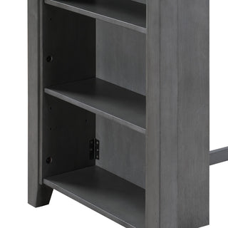Sunvega Graham 36 Inch Gray Small Space Dining Table with USB Charging Ports and 3 Shelves