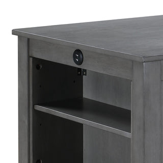 Sunvega Graham 36 Inch Gray Small Space Dining Table with USB Charging Ports and 3 Shelves