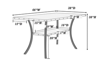 Sunvega Contemporary Natural Wood Rectangular Dining Table with Storage Shelve