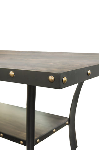 Sunvega Contemporary Natural Wood Rectangular Dining Table with Storage Shelve