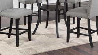Sunvega Modern Set of 2 Grey Fabric Dining Chairs with Plush Cushion and Nailhead Trim