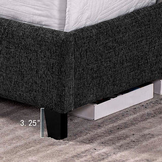 Sunvega King Size Charcoal Grey Upholstered Platform Bed with Padded Headboard