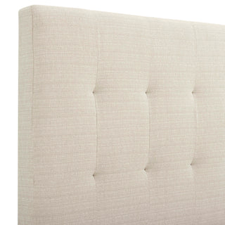 Sunvega Beige Upholstered Queen Size Platform Bed with Padded Headboard