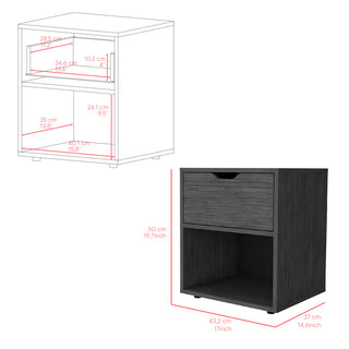 Sunvega Light Gray Altheimer Nightstand with Drawer and Open Shelf for Bedroom