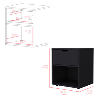Sunvega Altheimer Bedroom Nightstand with Open Shelf and Drawer