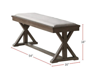 Sunvega Modern Contemporary Ash Grey Solid Wood Veneer 1pc Bench with Cream Cushion Seat
