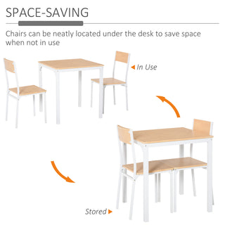 Sunvega 3-Piece Cottage Style Square Dining Table Set with 2 Chairs for Small Space