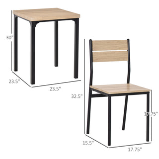 Sunvega 3-Piece Dining Table Set for 2 with Space Saving Chairs for Small Spaces