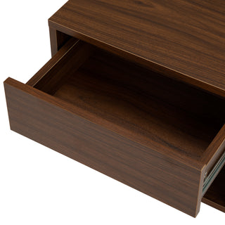 Sunvega Walnut Modern Minimalist Bedside Table Set with Storage Drawer