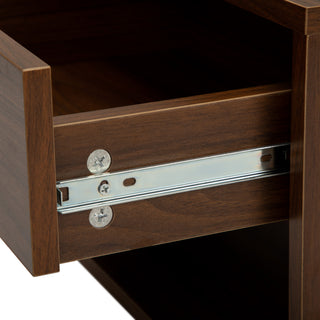 Sunvega Walnut Modern Minimalist Bedside Table Set with Storage Drawer