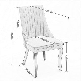 Sunvega Blue Rayon Cloth Flocking Linen Dining Chairs with High Backrest and Solid Wood Legs, Set of 2