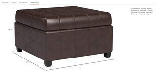 Sunvega Fabric Ottoman with Tufted Waffle Lid and Soft-Closing Hinges for Storage