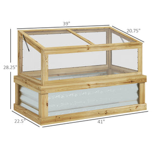 Sunvega Raised Garden Bed with Polycarbonate Greenhouse Cover and Lean-to Roof