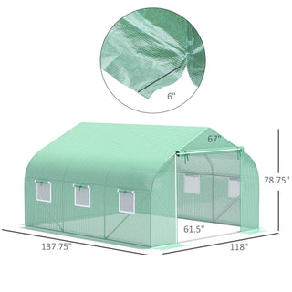 Sunvega Outdoor Walk-in Greenhouse with Roll-up Windows Zippered Door PE Cover Heavy Duty Steel Frame