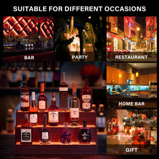 Sunvega 24 Inch Freestanding LED Lighted Liquor Bottle Display Shelf with App Remote Control