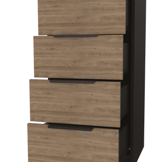 Sunvega 42 Inch High Modern Five Drawer Dresser in Black and Light Oak
