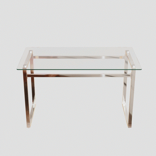 Sunvega Modern Minimalist Rectangular Glass Dining Table for 4-6 with Silver Chrome Metal Legs