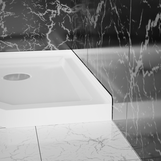 Sunvega 36x36x3.4 Inch White Neo-Angle Corner Shower Base with Center Drain