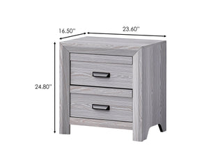 Sunvega Contemporary Nightstand End Table with Two Storage Drawers and Metal Hand Pull