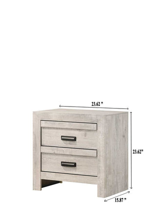Sunvega Contemporary Beige Rustic Finish Wooden Nightstand with Two Storage Drawers
