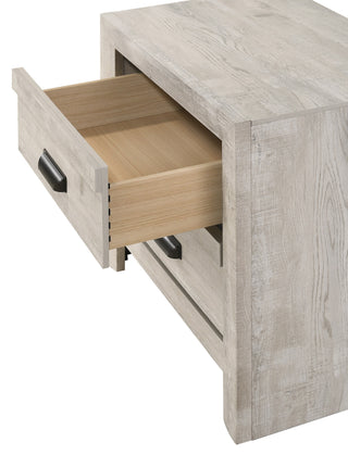 Sunvega Contemporary Beige Rustic Finish Wooden Nightstand with Two Storage Drawers