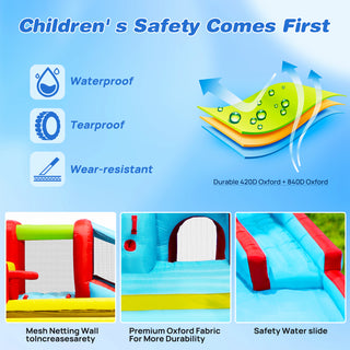 Sunvega 7 in 1 Inflatable Slide Water Park Bouncer with Splash Pool and Water Gun