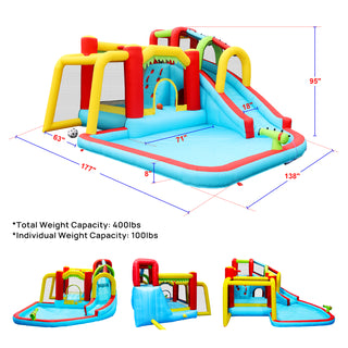 Sunvega 7 in 1 Inflatable Slide Water Park Bouncer with Splash Pool and Water Gun