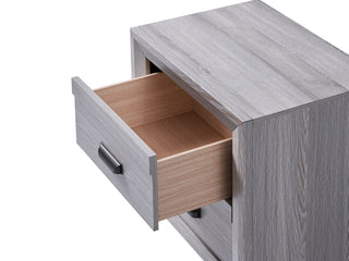 Sunvega Contemporary Nightstand End Table with Two Storage Drawers and Metal Hand Pull