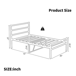 Sunvega Metal Platform Bed Frame with Headboard for Modern Bedroom No Box Spring