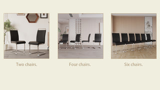 Sunvega Modern Faux Leather High Back Dining Chairs with C-Shaped Metal Legs Set of 4