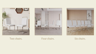 Sunvega Modern Faux Leather High Back Dining Chairs with C-Shaped Metal Legs Set of 4