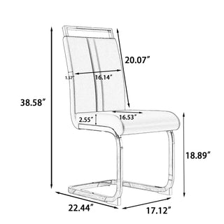 Sunvega Modern Faux Leather High Back Dining Chairs with C-Shaped Metal Legs Set of 4