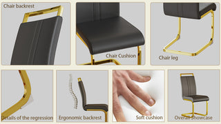 Sunvega Modern Faux Leather High Back Dining Chairs with C-Shaped Metal Legs Set of 4