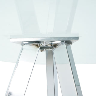 Sunvega Modern Round Glass Dining Table with Tempered Top and Metal Legs