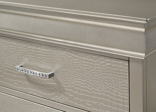 Sunvega Modern Glam Champagne Finish Crystal Diamond Tufted Crocodile Texture Nightstand