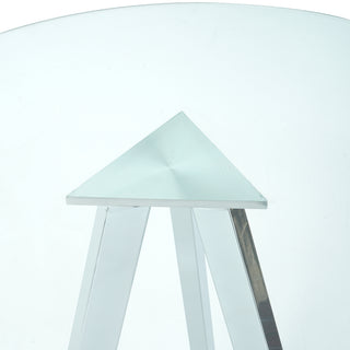 Sunvega Modern Round Glass Dining Table with Tempered Top and Metal Legs