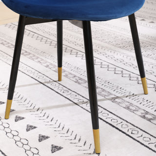 Sunvega Mid-Century Inspired Blue Velvet Dining Chairs Set with Metal Legs