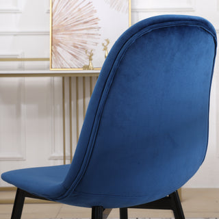 Sunvega Mid-Century Inspired Blue Velvet Dining Chairs Set with Metal Legs